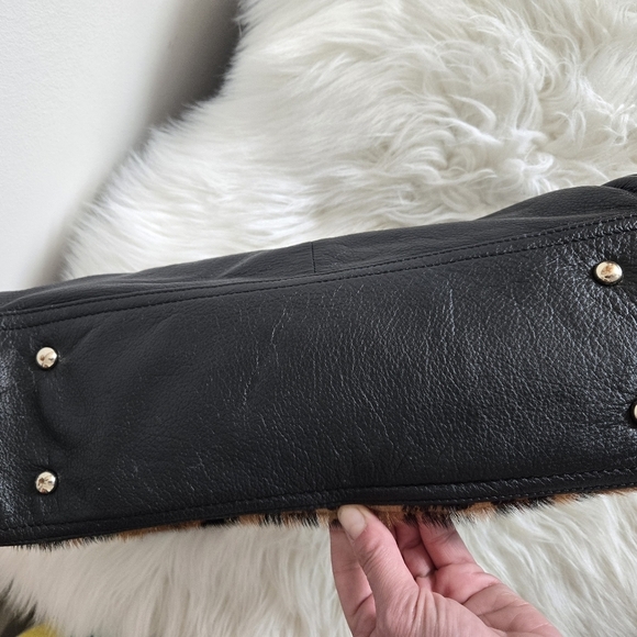 Aqua Madonna black leather and leopard print cowhide sachel - Picture 8 of 9